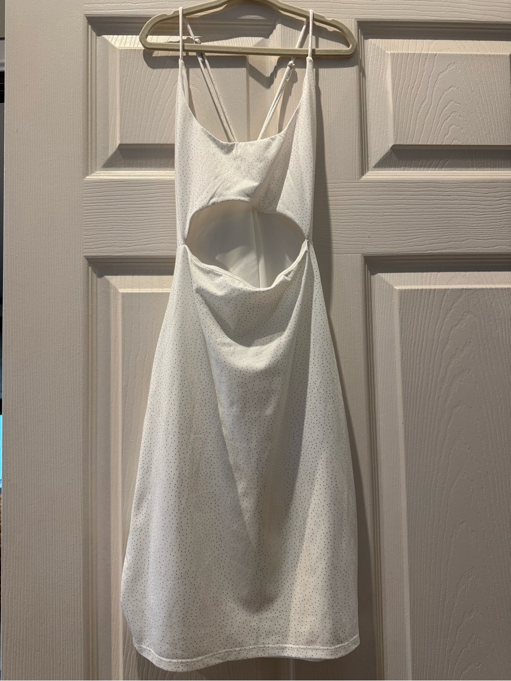 Lucy in the Sky White Satin Midi Dress with Front Cutout